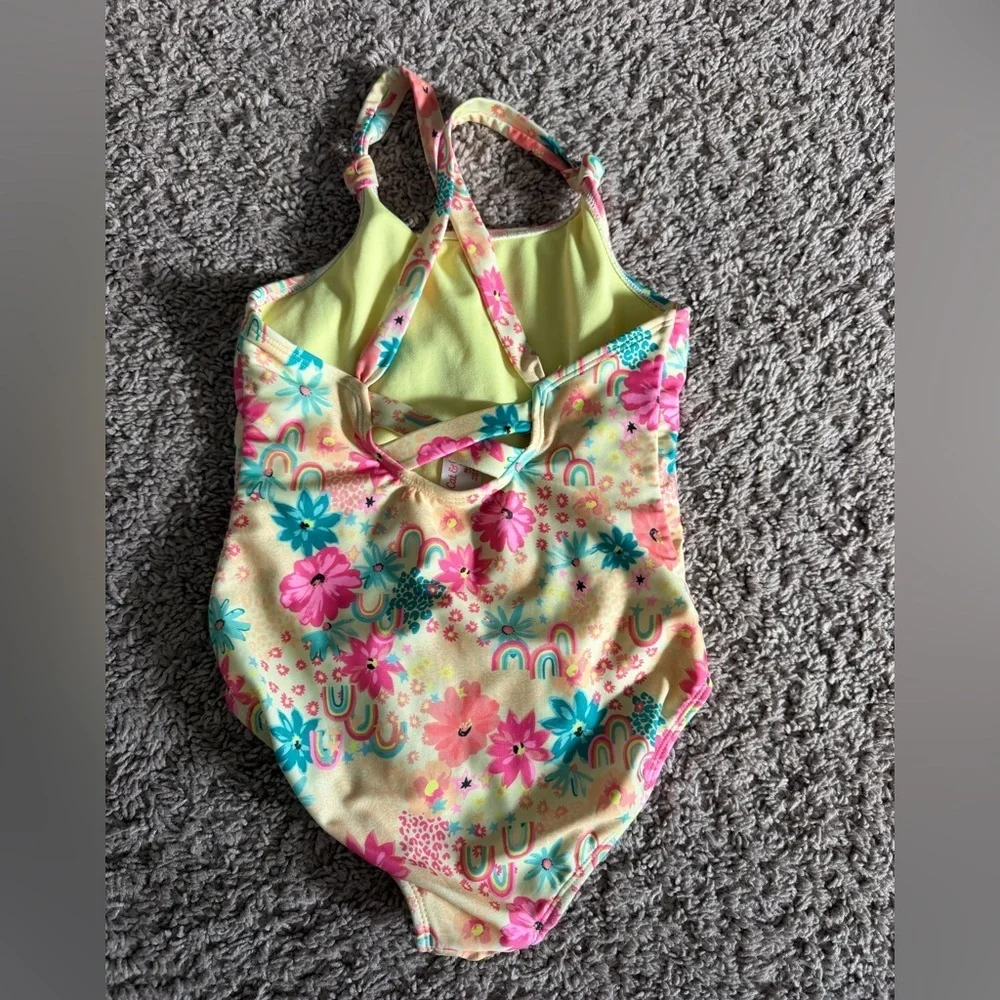 Preloved Cat & Jack Kids Swimwear - Yellow with Pink and Blue Floral